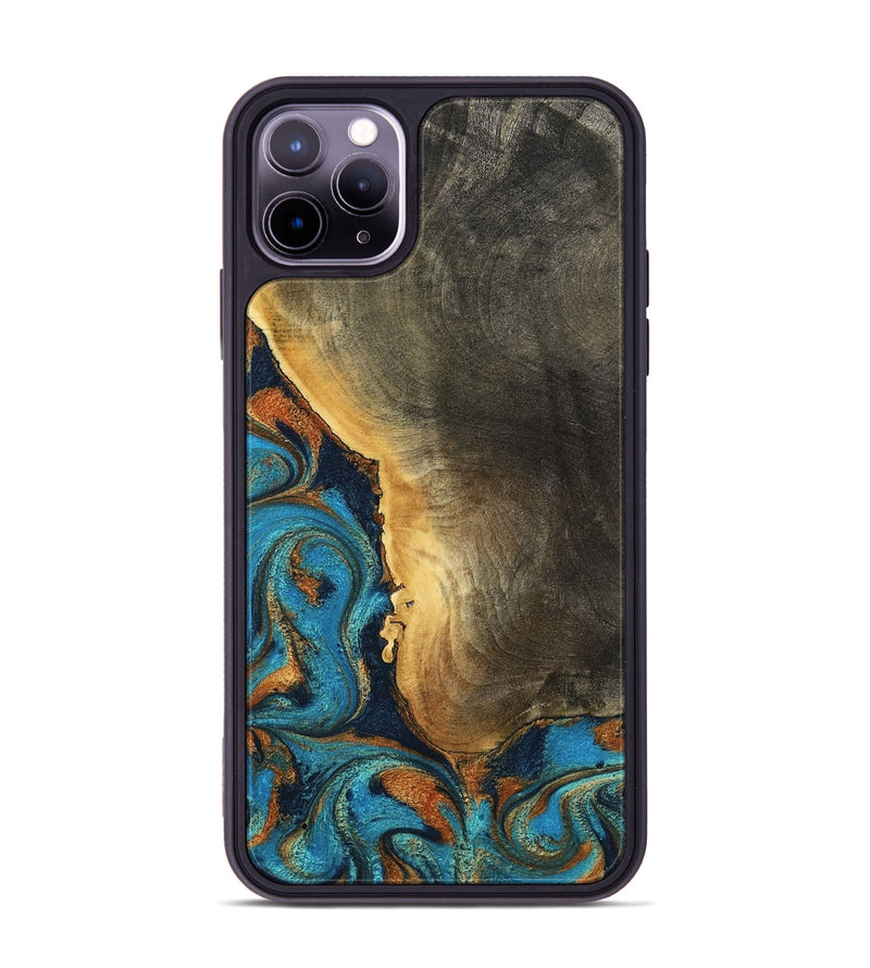 iPhone 11 Pro Max Wood Phone Case - Gust (Teal & Gold, 794121)