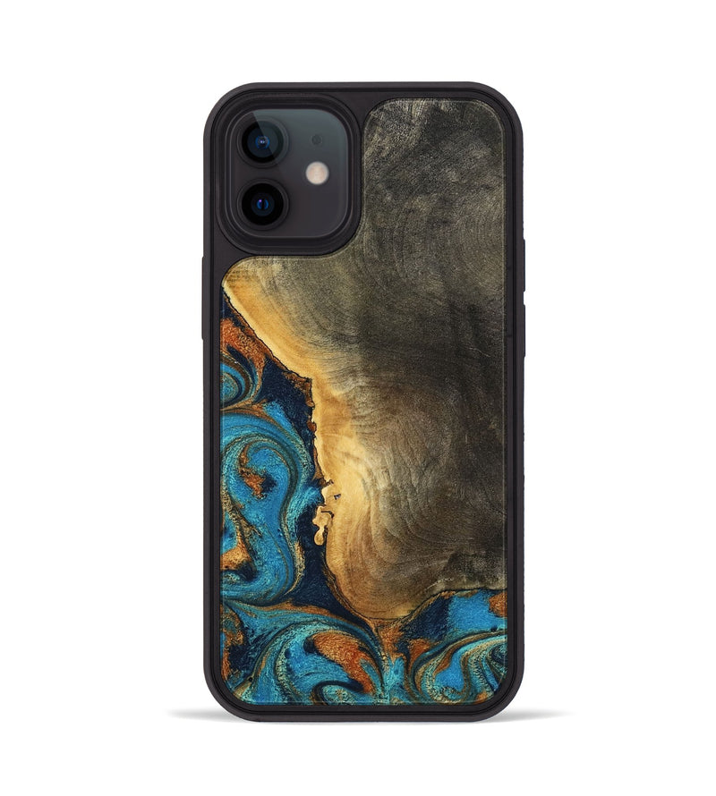 iPhone 12 Wood Phone Case - Gust (Teal & Gold, 794121)