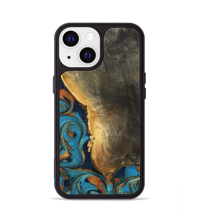 iPhone 13 Wood Phone Case - Gust (Teal & Gold, 794121)