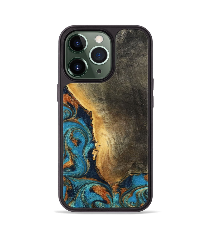 iPhone 13 Pro Wood Phone Case - Gust (Teal & Gold, 794121)