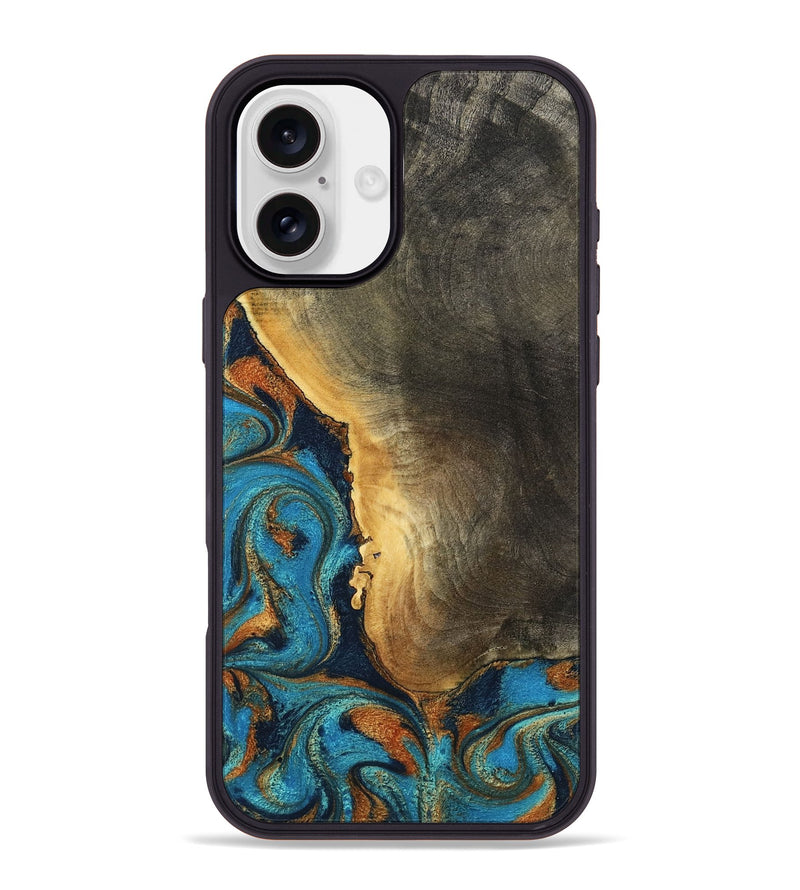 iPhone 16 Plus Wood Phone Case - Gust (Teal & Gold, 794121)