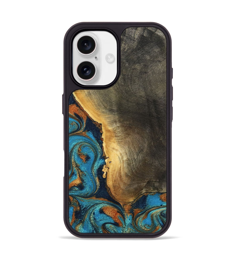 iPhone 17 Wood Phone Case - Gust (Teal & Gold, 794121)