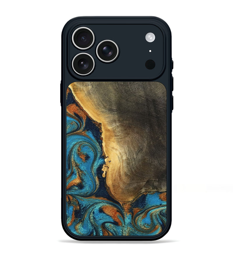 iPhone 17 Pro Max Wood Phone Case - Gust (Teal & Gold, 794121)