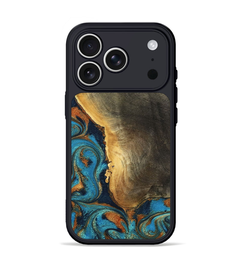 iPhone 17 Pro Wood Phone Case - Gust (Teal & Gold, 794121)