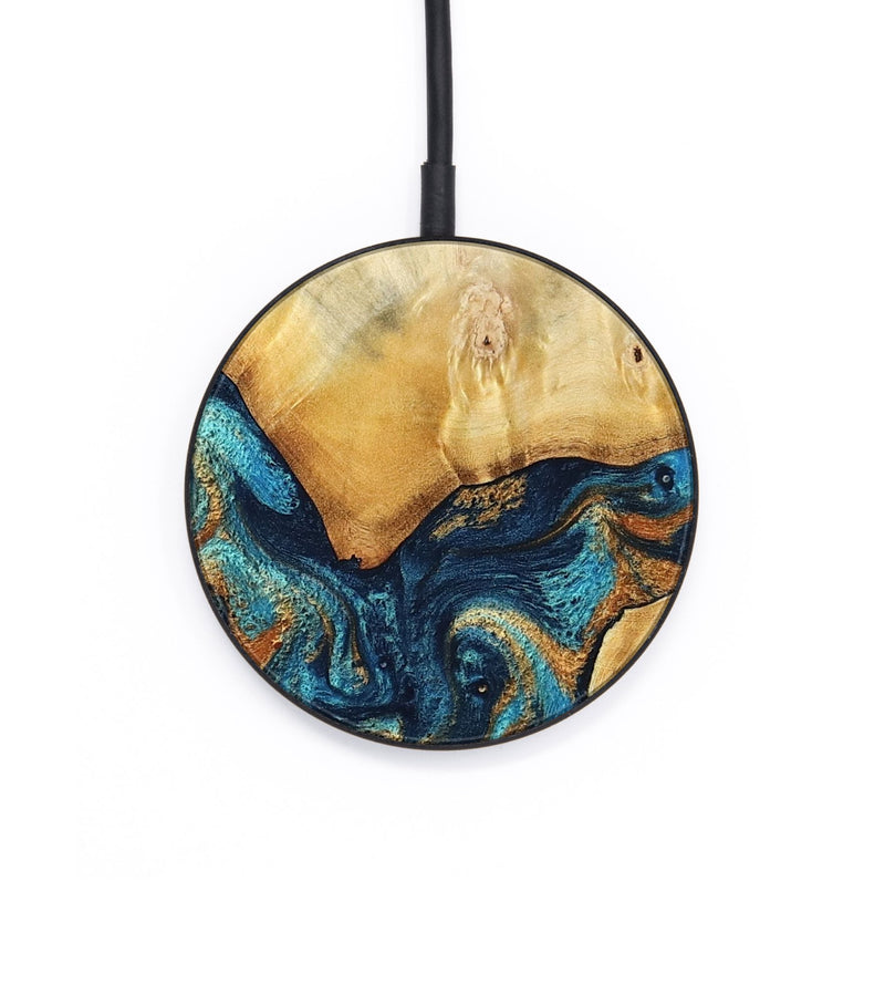 Circle Wood Wireless Charger - Axton (Teal & Gold, 794122)