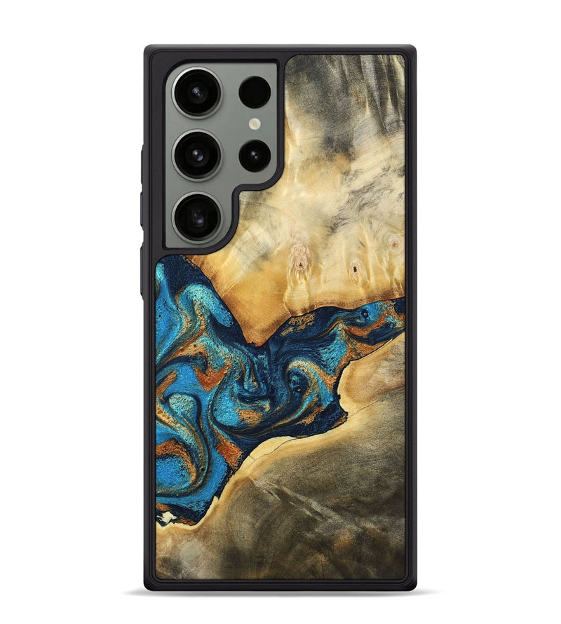 Galaxy S24 Ultra Wood Phone Case - Axton (Teal & Gold, 794122)