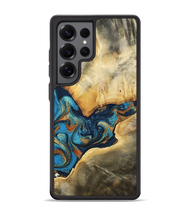 Galaxy S25 Ultra Wood Phone Case - Axton (Teal & Gold, 794122)