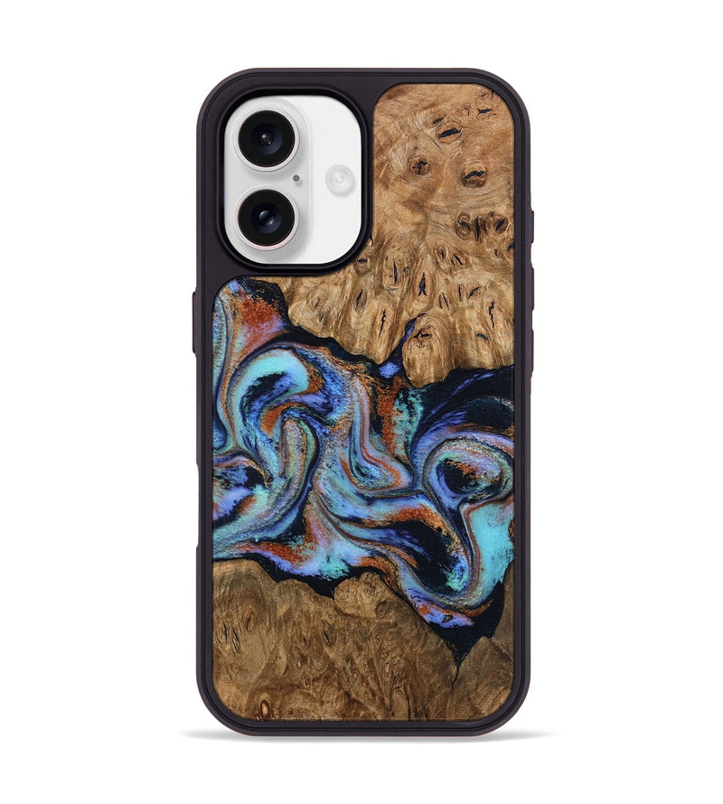 iPhone 17 Wood Phone Case - Daija (Teal & Gold, 794126)