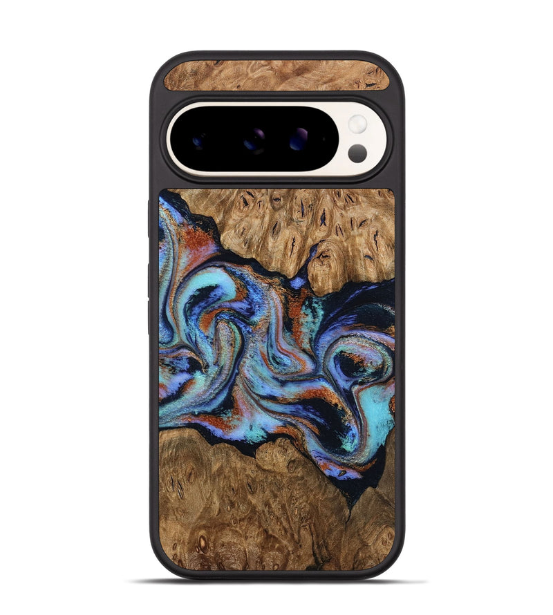 Pixel 9 Wood Phone Case - Daija (Teal & Gold, 794126)