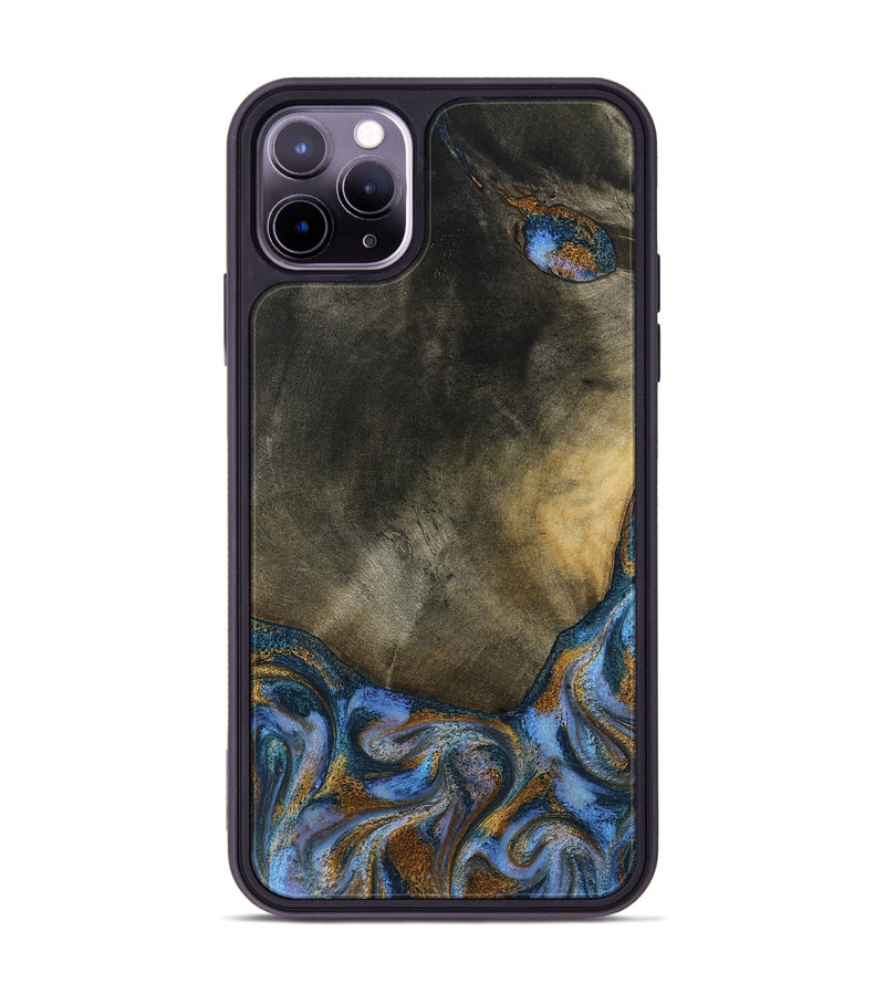 iPhone 11 Pro Max Wood Phone Case - Stephen (Teal & Gold, 794138)