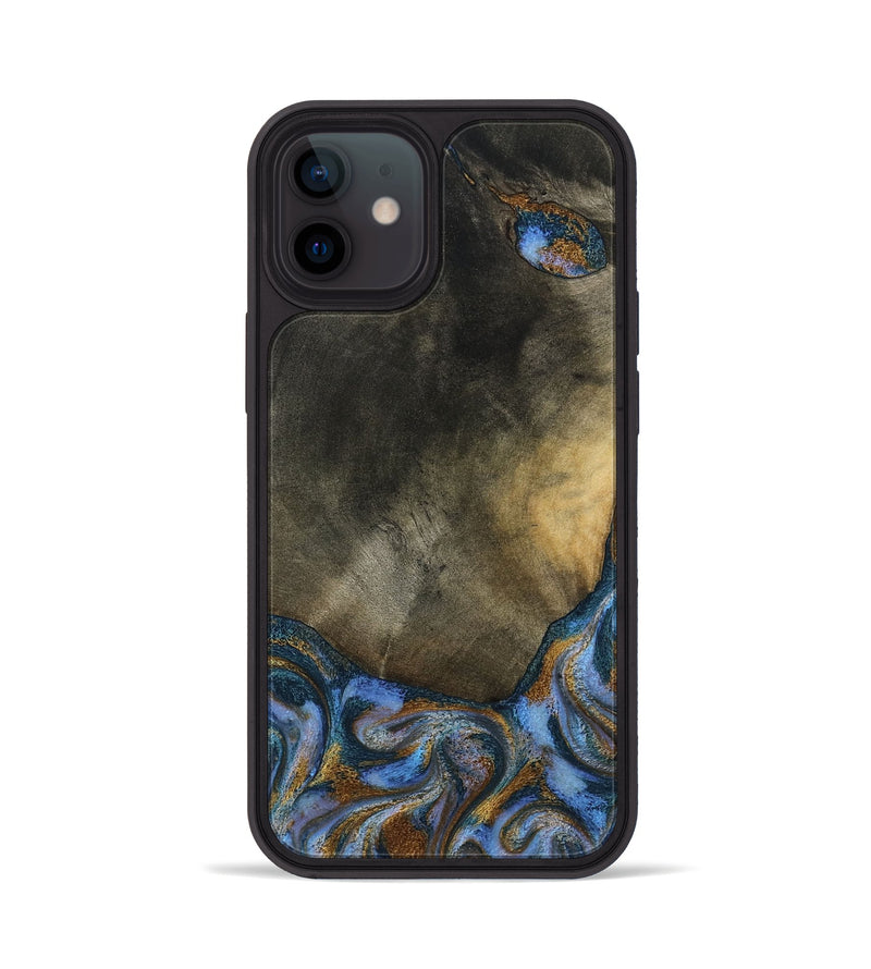 iPhone 12 Wood Phone Case - Stephen (Teal & Gold, 794138)