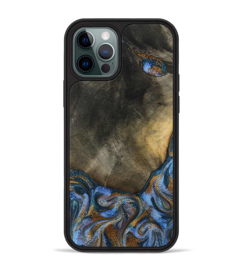 iPhone 12 Pro Max Wood Phone Case - Stephen (Teal & Gold, 794138)