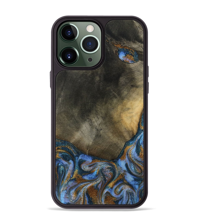 iPhone 13 Pro Max Wood Phone Case - Stephen (Teal & Gold, 794138)