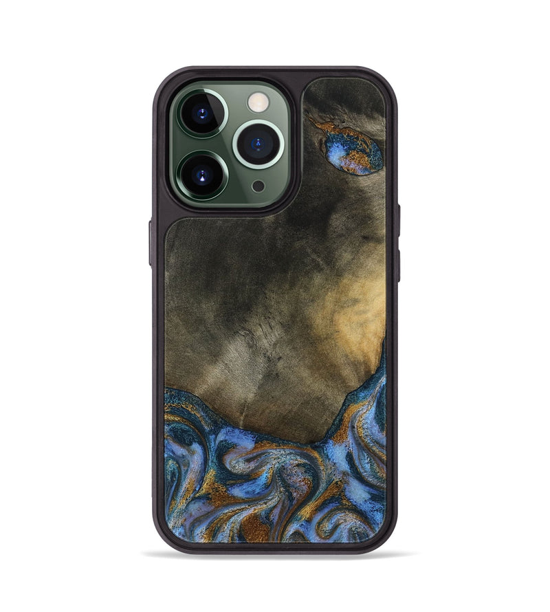 iPhone 13 Pro Wood Phone Case - Stephen (Teal & Gold, 794138)