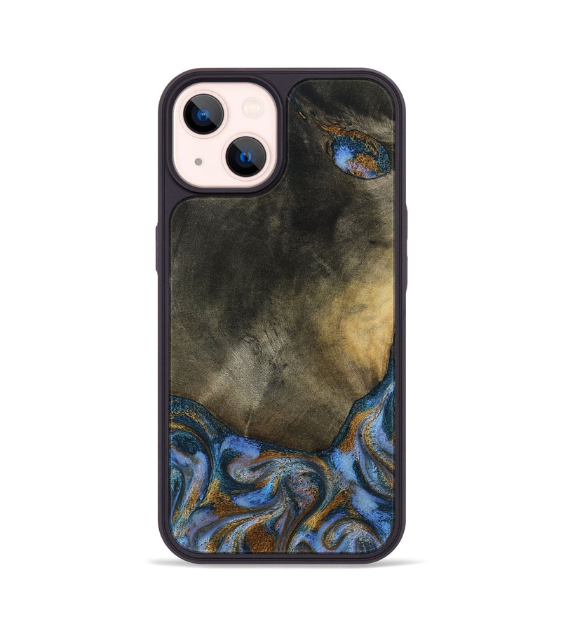 iPhone 14 Wood Phone Case - Stephen (Teal & Gold, 794138)