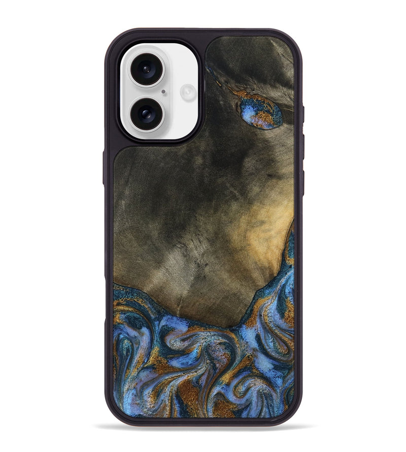 iPhone 16 Plus Wood Phone Case - Stephen (Teal & Gold, 794138)