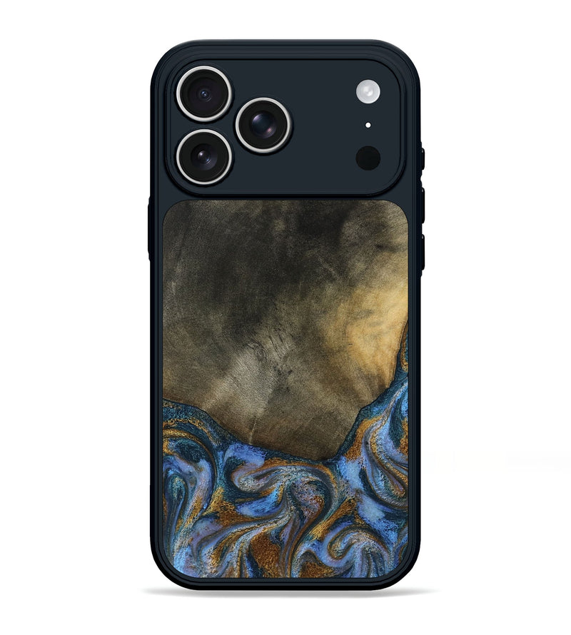 iPhone 17 Pro Max Wood Phone Case - Stephen (Teal & Gold, 794138)