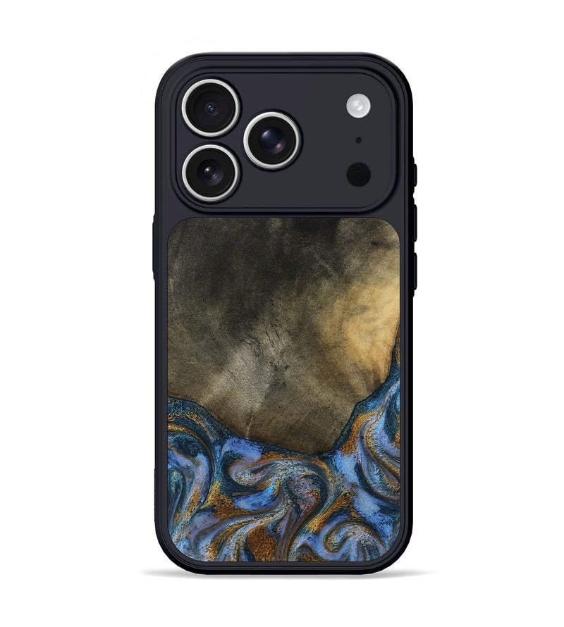 iPhone 17 Pro Wood Phone Case - Stephen (Teal & Gold, 794138)