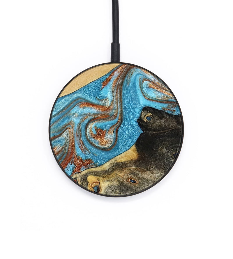 Circle Wood Wireless Charger - Cody (Teal & Gold, 794154)
