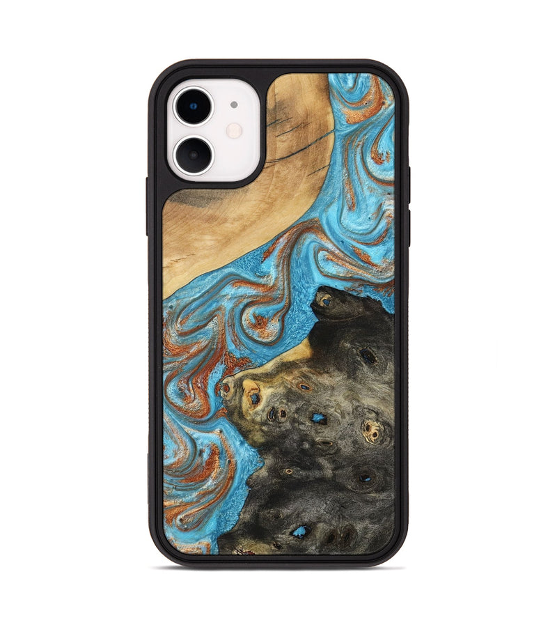 iPhone 11 Wood Phone Case - Cody (Teal & Gold, 794154)