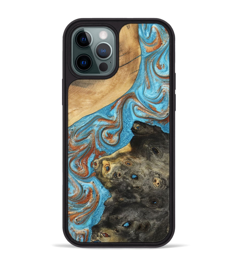 iPhone 12 Pro Max Wood Phone Case - Cody (Teal & Gold, 794154)