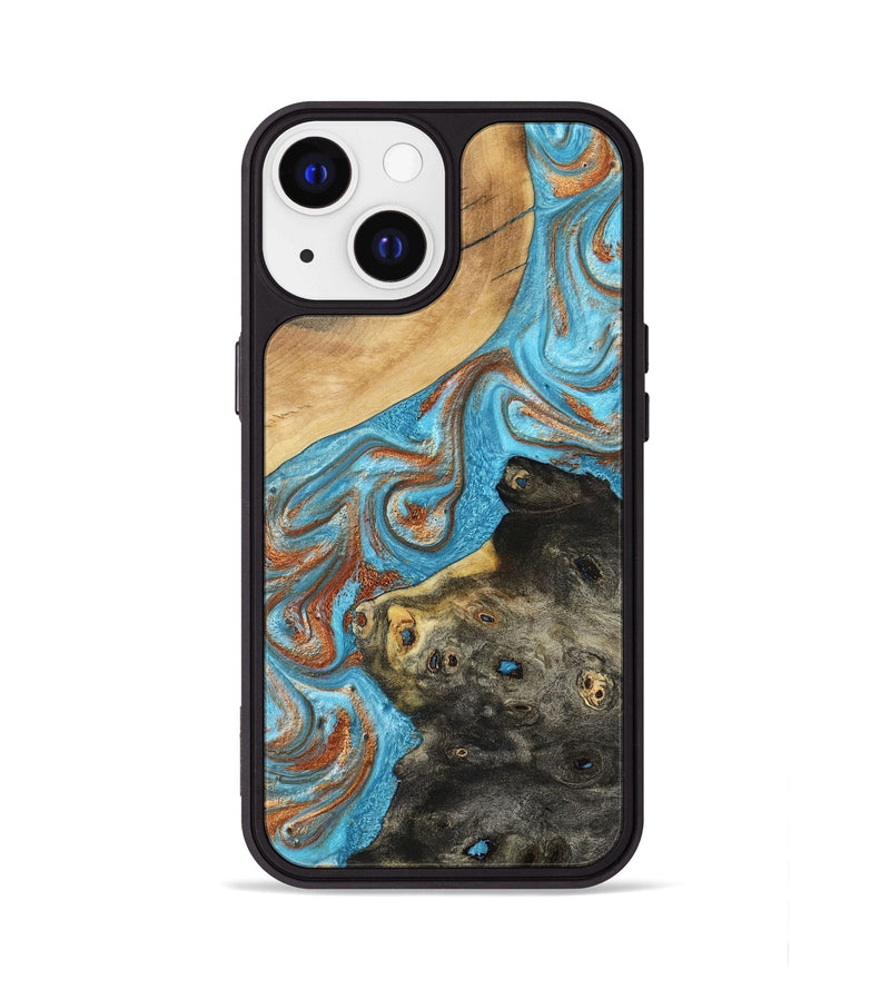 iPhone 13 Wood Phone Case - Cody (Teal & Gold, 794154)