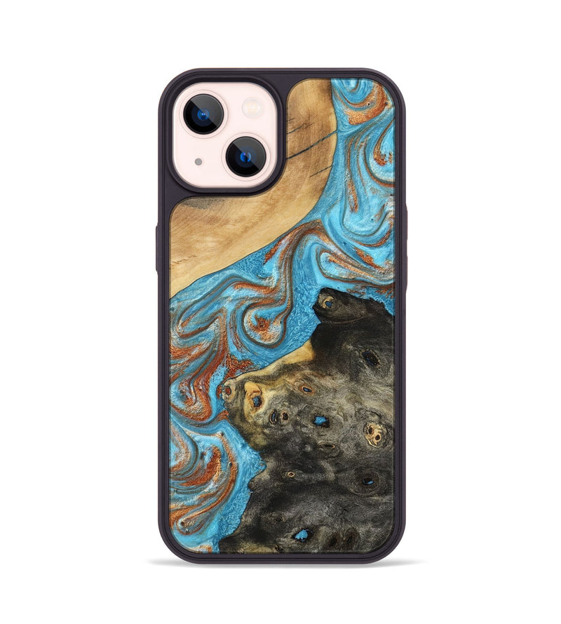iPhone 14 Wood Phone Case - Cody (Teal & Gold, 794154)
