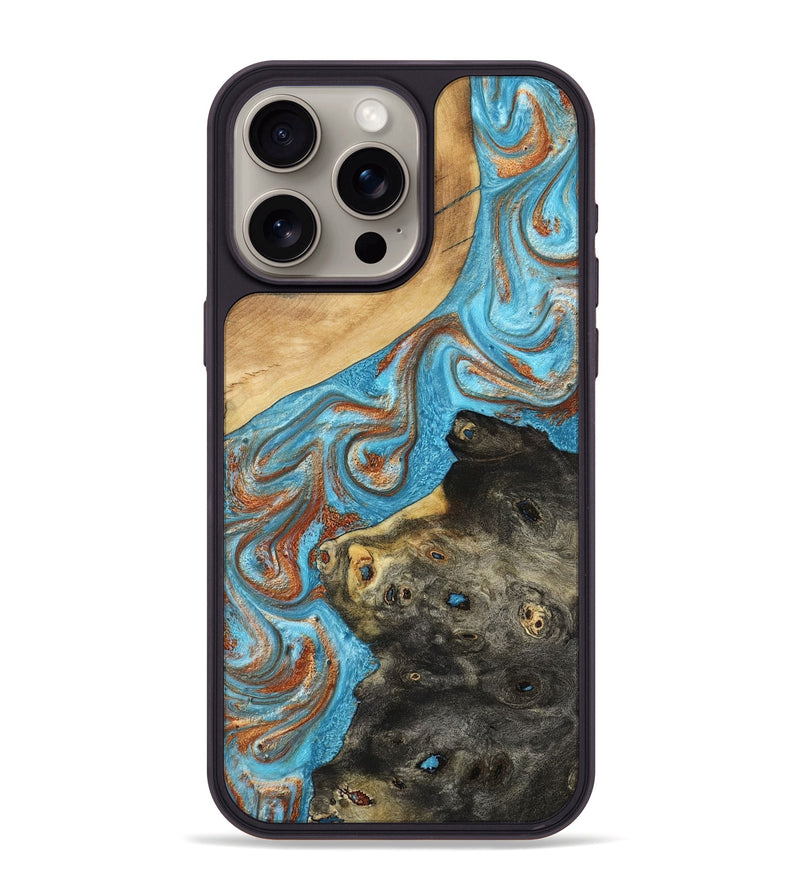 iPhone 15 Pro Max Wood Phone Case - Cody (Teal & Gold, 794154)