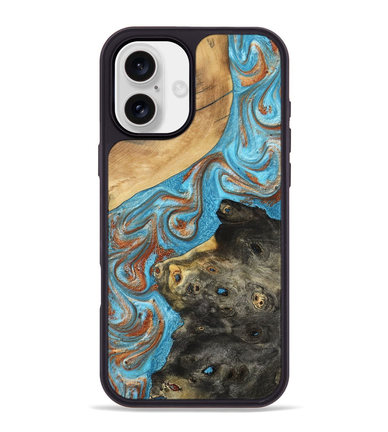 iPhone 16 Plus Wood Phone Case - Cody (Teal & Gold, 794154)
