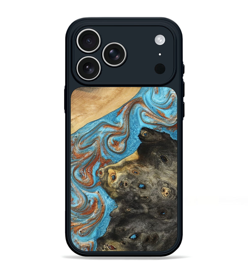 iPhone 17 Pro Max Wood Phone Case - Cody (Teal & Gold, 794154)