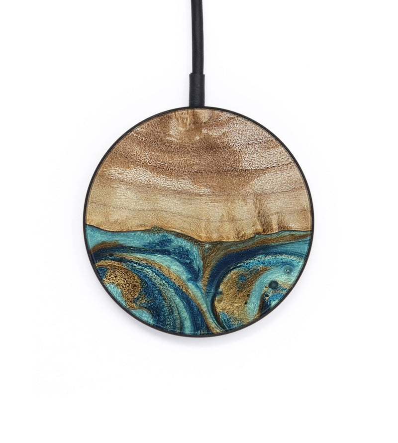 Circle Wood Wireless Charger - Zakary (Teal & Gold, 794161)