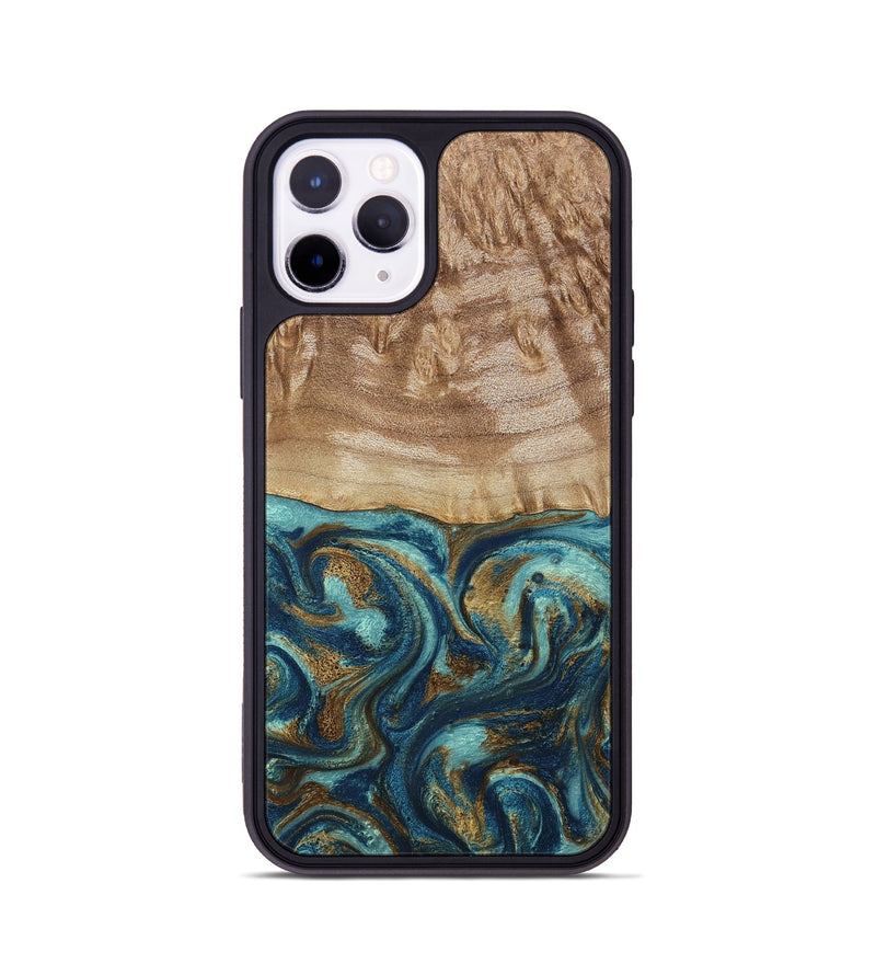 iPhone 11 Pro Wood Phone Case - Zakary (Teal & Gold, 794161)