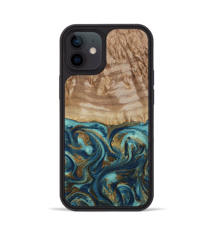 iPhone 12 Wood Phone Case - Zakary (Teal & Gold, 794161)