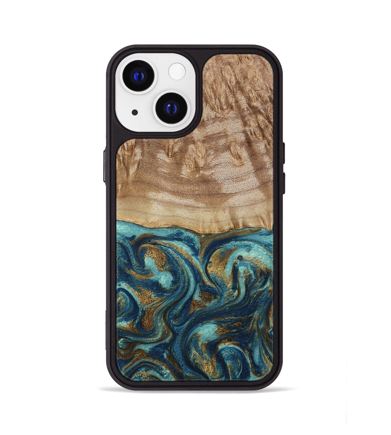 iPhone 13 Wood Phone Case - Zakary (Teal & Gold, 794161)