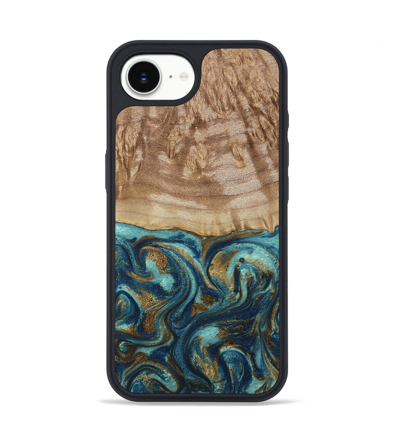 iPhone 16e Wood Phone Case - Zakary (Teal & Gold, 794161)