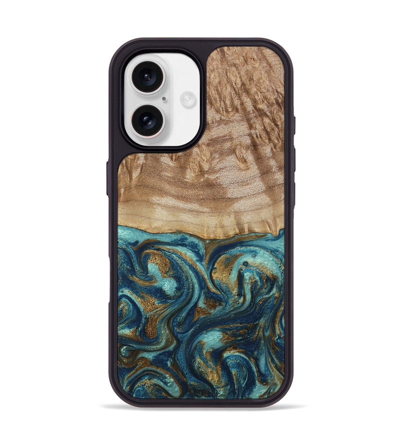 iPhone 17 Wood Phone Case - Zakary (Teal & Gold, 794161)