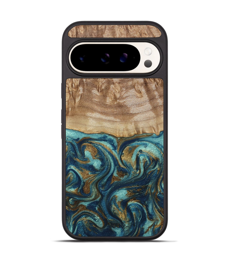 Pixel 9 Pro Wood Phone Case - Zakary (Teal & Gold, 794161)