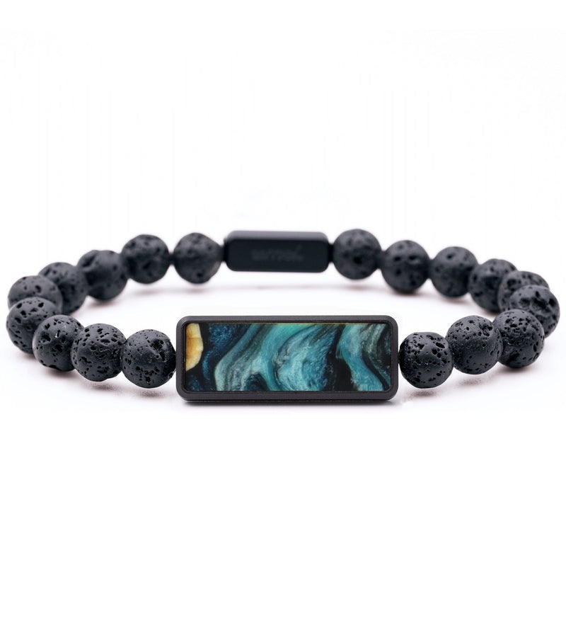 Lava Bead Wood Bracelet - Lauryn (Blue, 794235)