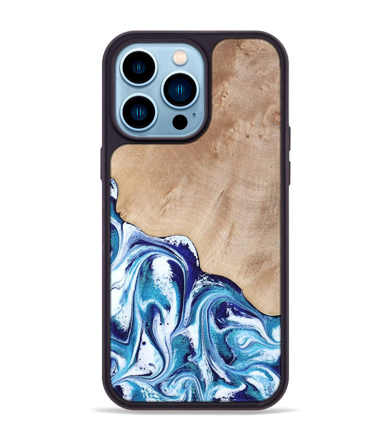 iPhone 14 Pro Max Wood Phone Case - Pink (Blue, 794387)