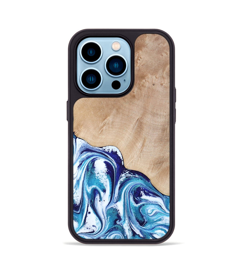 iPhone 14 Pro Wood Phone Case - Pink (Blue, 794387)