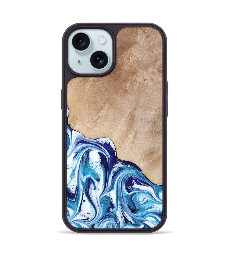 iPhone 15 Wood Phone Case - Pink (Blue, 794387)