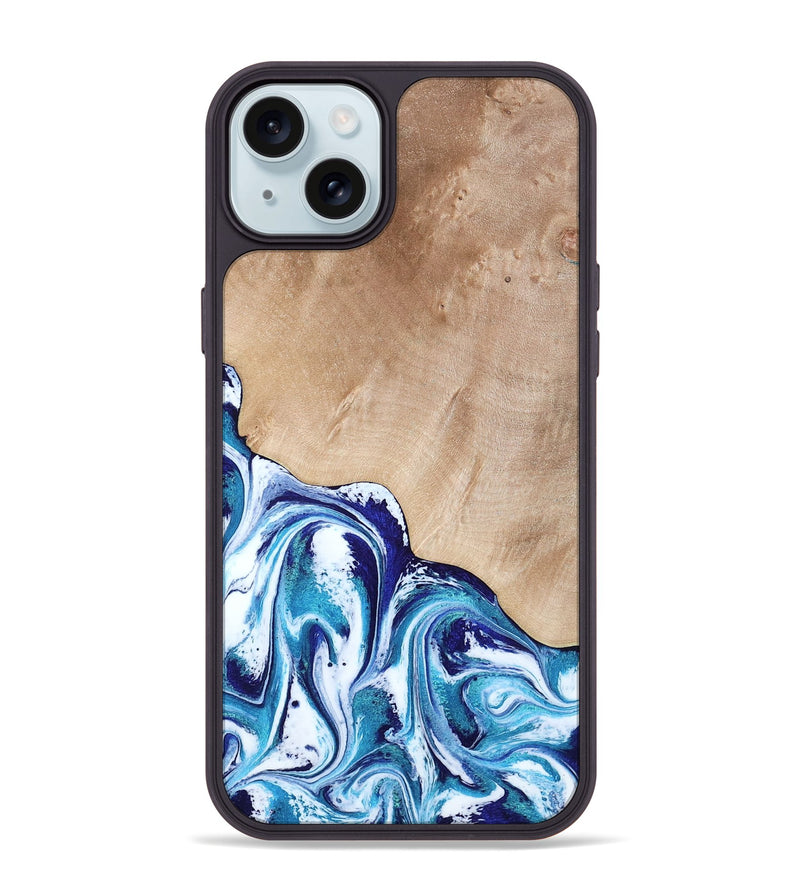 iPhone 15 Plus Wood Phone Case - Pink (Blue, 794387)