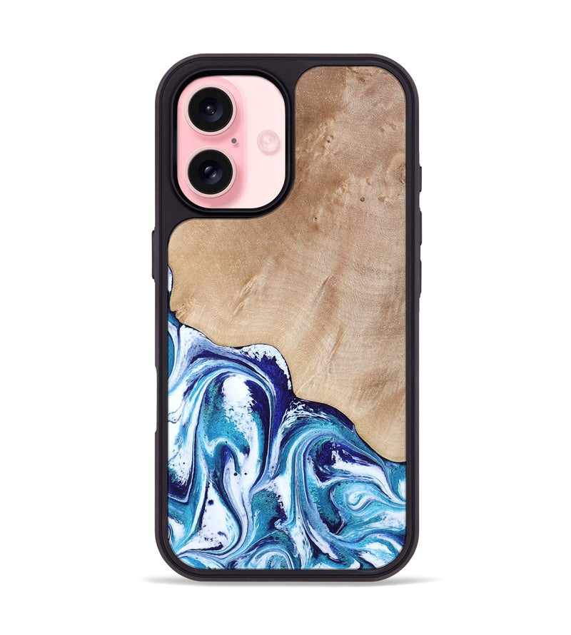 iPhone 16 Wood Phone Case - Pink (Blue, 794387)