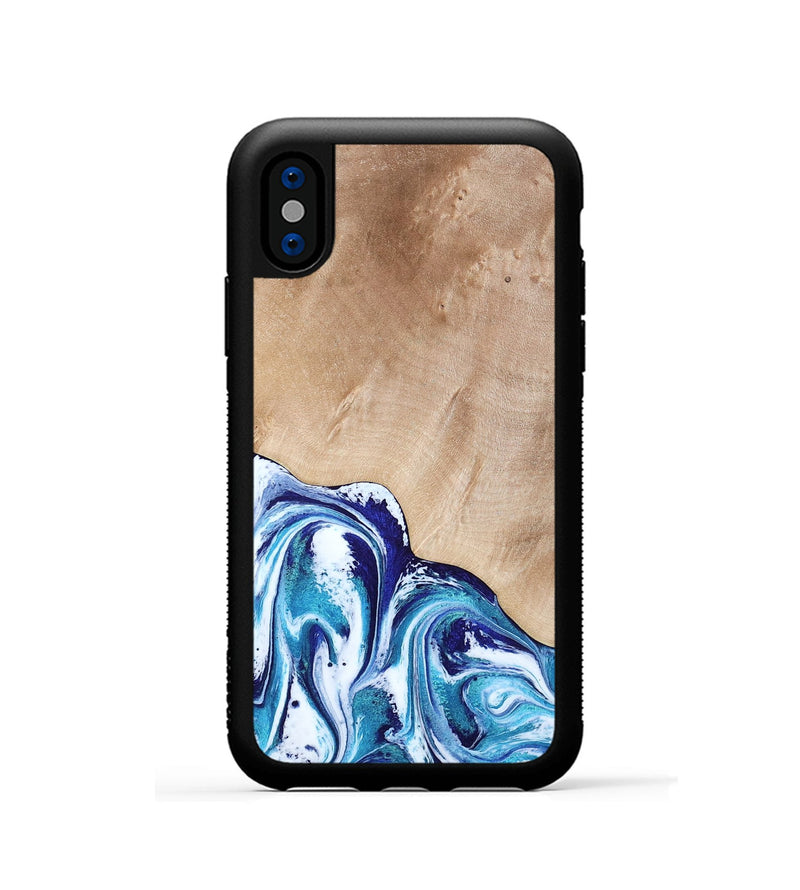 iPhone Xs Wood Phone Case - Pink (Blue, 794387)