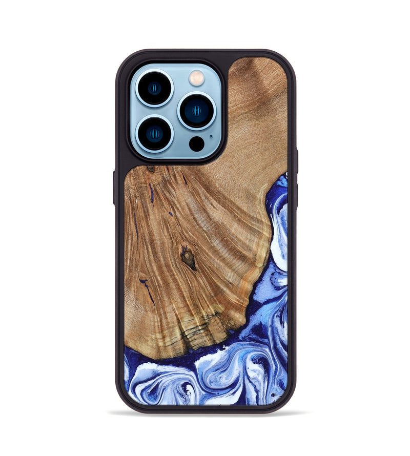 iPhone 14 Pro Wood Phone Case - Corine (Blue, 794393)