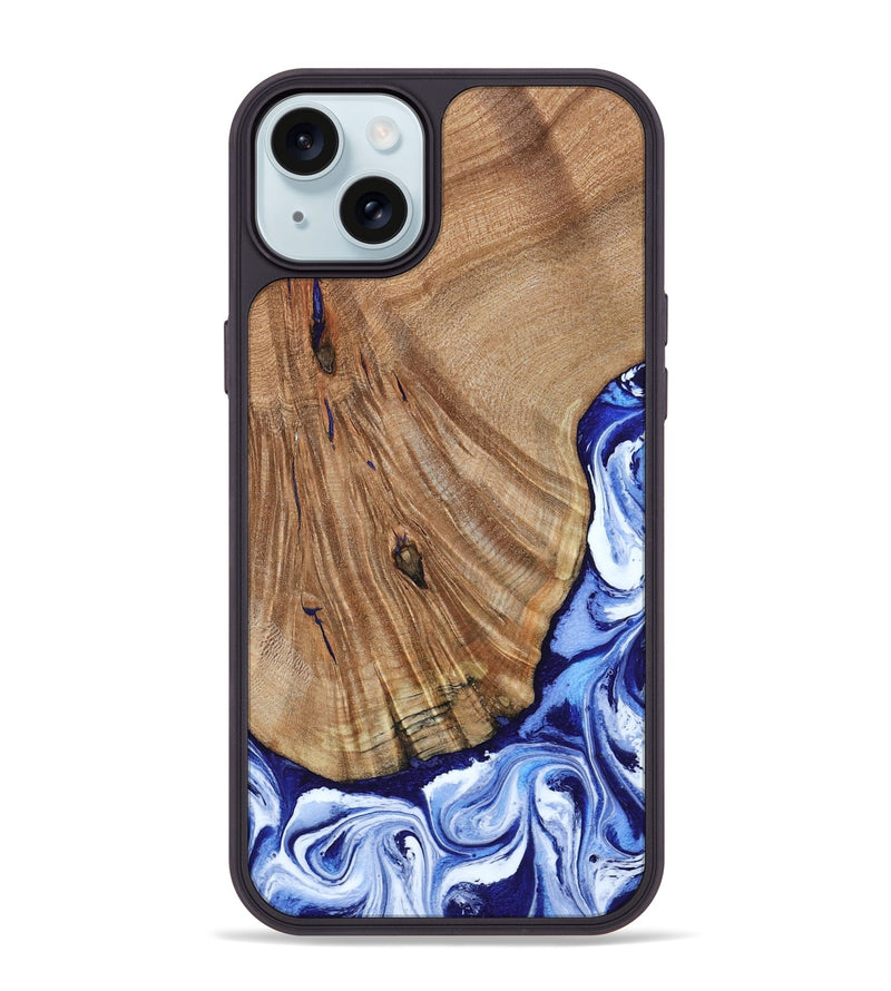 iPhone 15 Plus Wood Phone Case - Corine (Blue, 794393)