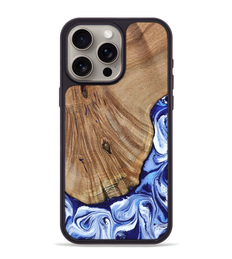 iPhone 15 Pro Max Wood Phone Case - Corine (Blue, 794393)