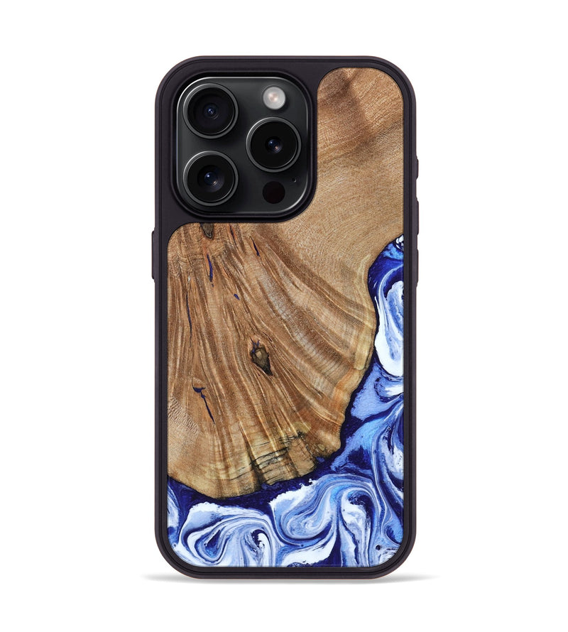 iPhone 15 Pro Wood Phone Case - Corine (Blue, 794393)