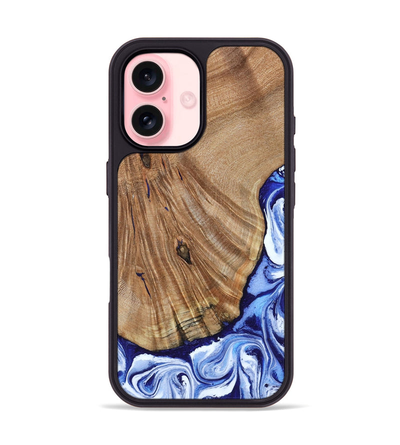 iPhone 16 Wood Phone Case - Corine (Blue, 794393)