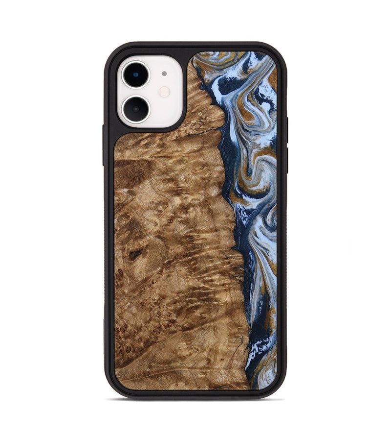 iPhone 11 Wood Phone Case - Janeen (Teal & Gold, 794483)